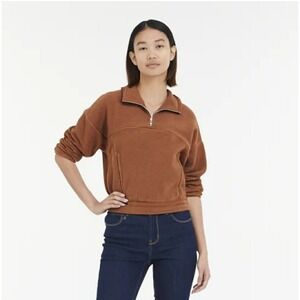 UGG size XS Adeline Sherpa Quarter Zip‎ Pullover Fleece Jacket Cedar Bark Brown
